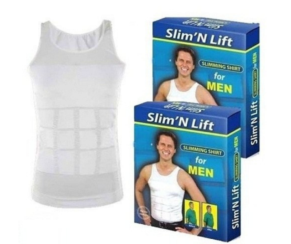 Slim N LIft for Men TShirt Mens Slimming Body Shaper T-Shirt, White, Large  slimming shirt